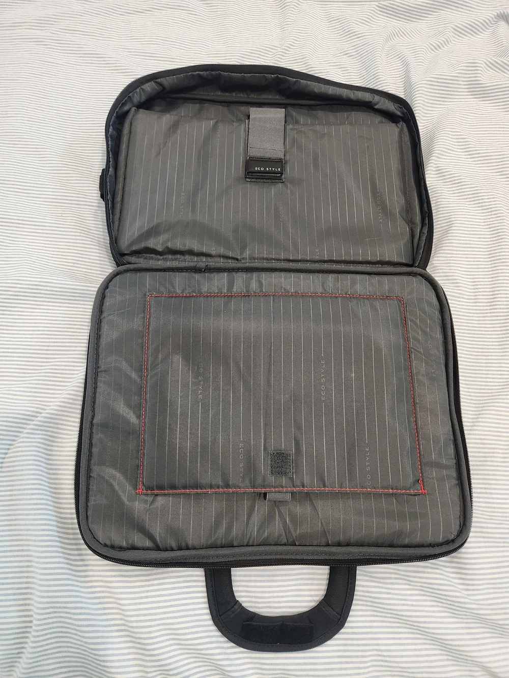 Eco Style Pro Professional Black Laptop Briefcase with Red Accents